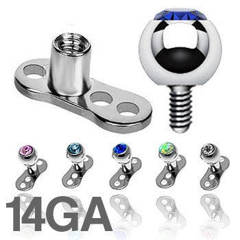 Stainless Steel Dermal Anchor SET Package with 3mm Jeweled Balls