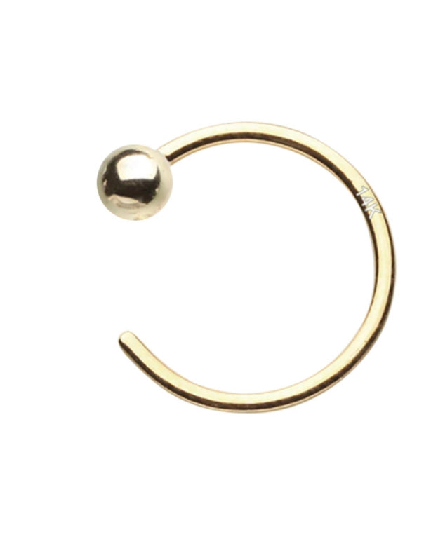 14K Solid Gold Nose Hoop Ring 20G 5/16" 8MM - Sold individually