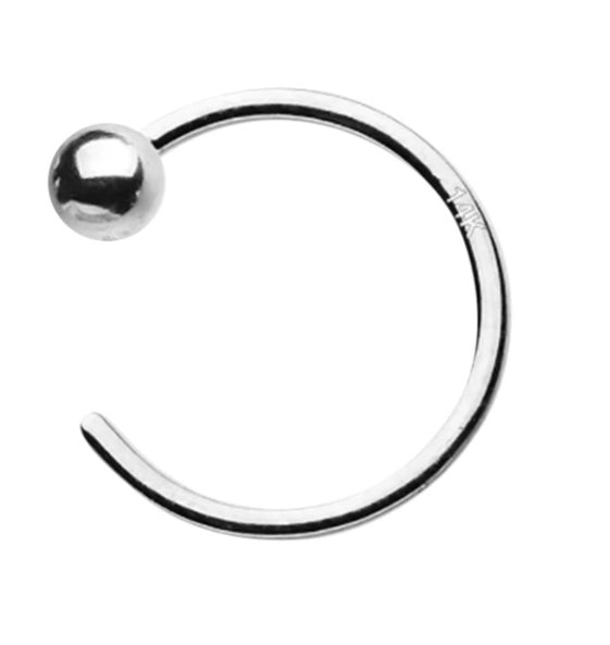 14K Solid Gold Nose Hoop Ring 20G 5/16" 8MM - Sold individually